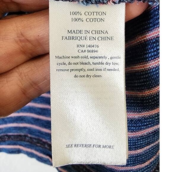 Faherty Long Sleeve Cotton Striped Collared Polo Tee Shirt Medium - Picture 7 of 8